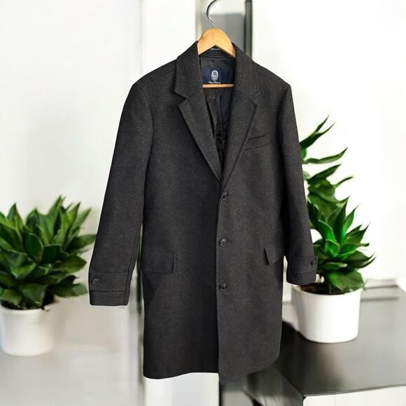 Men's Black Wool Overcoat men's large Twilight old money classic bloke-core - Picture 1 of 11